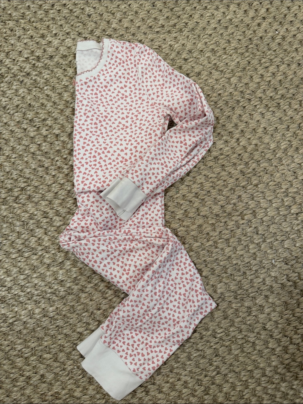 Cozy Pink Heart-Print Kids Pajama Set - Long Sleeve Top & Pants - run small!